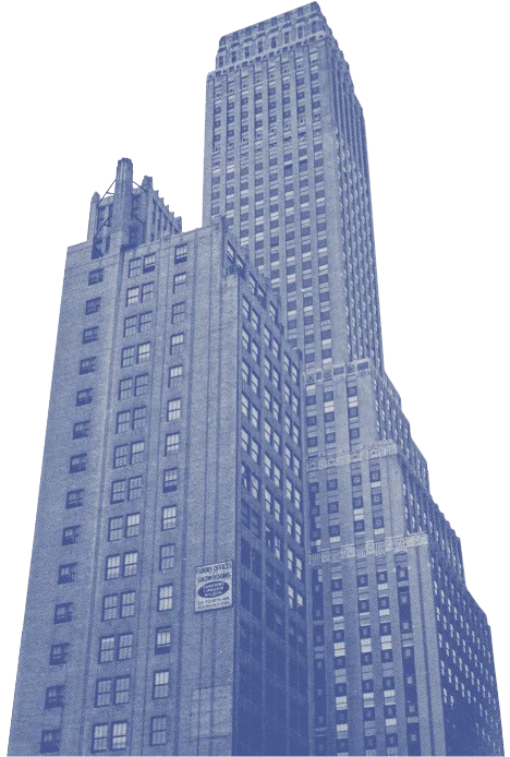 A financial district tower seen from street level